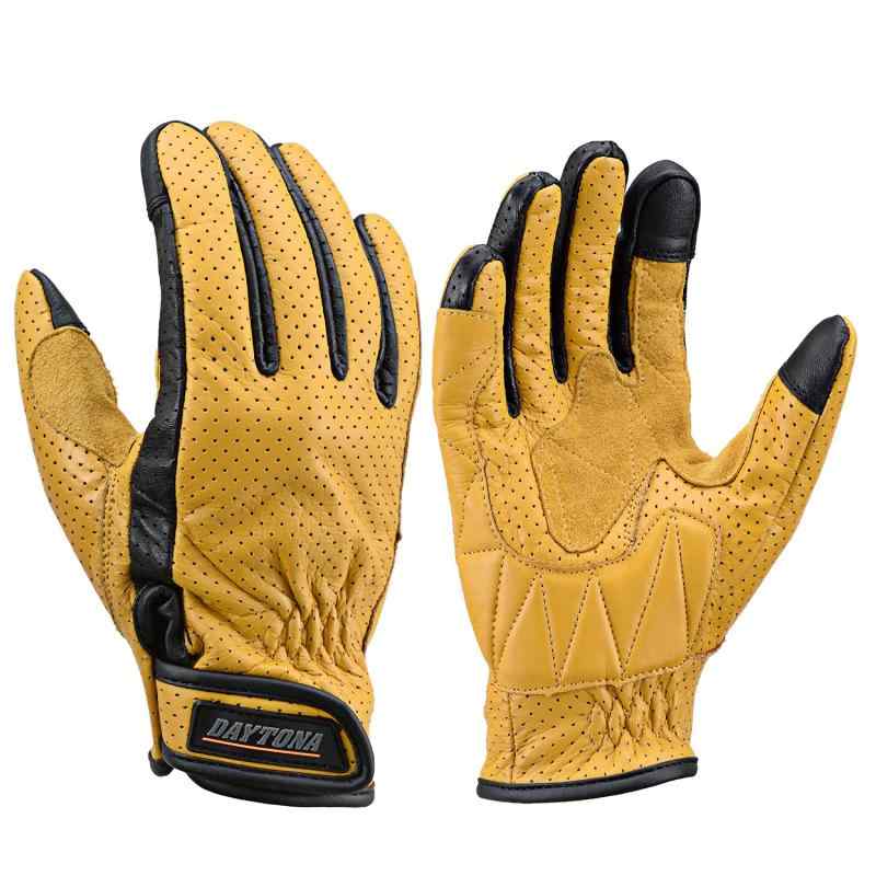 [デイトナ] バイク用 グローブ 本革(牛革) 春夏秋 タッチパネル対応 カウレザー パンチングメッシュ スタンダードグローブ HBG-129