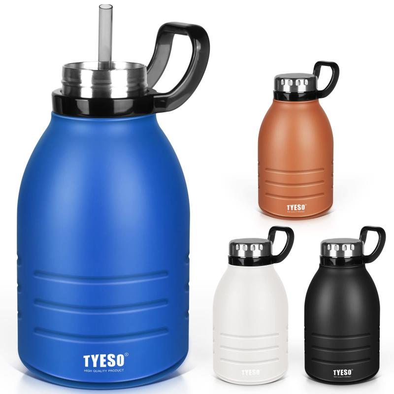 樂天商城 - TYESO 水筒 スポーツボトル ステンレスボトル 1.5L 直飲み 保温保冷 洗いやすい ストロー付き 大容量 携帯便利 旅行 キャリ―ハンドル付き