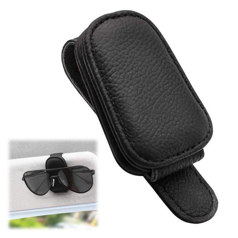 車用サングラスクリップ 車用サングラスホルダー メガネクリップ メガネホルダー サングラス 車載眼鏡 眼鏡を守ります PVC レザー調 車用収納 取り付け簡単 紛失対策 マグネット PureSino