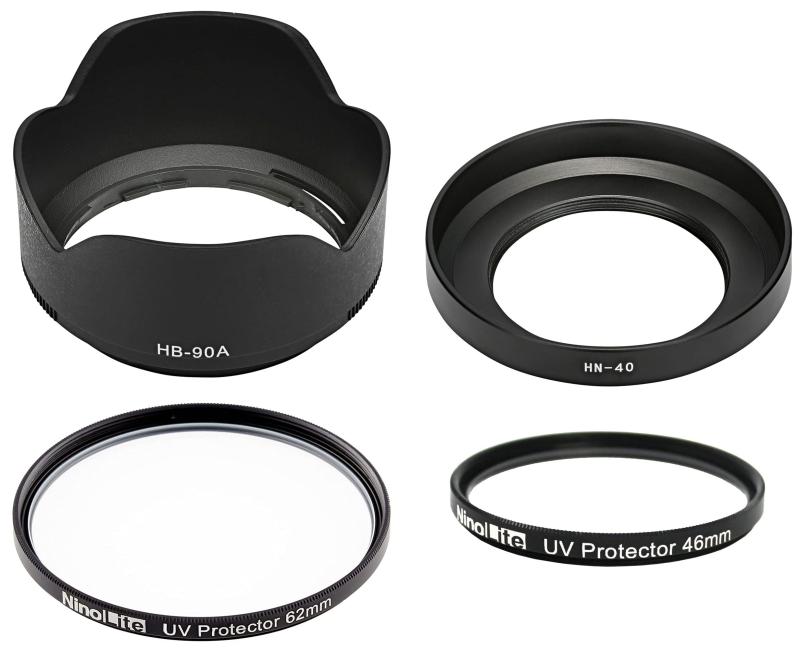 NinoLite HB-90A HN-40 フード 62mm 46mm UVフィルター 計4点のセット Z DX 50-250mm f/4.5-6.3 VR Z DX 16-50mm f/3.5-6.3 VR レンズ用