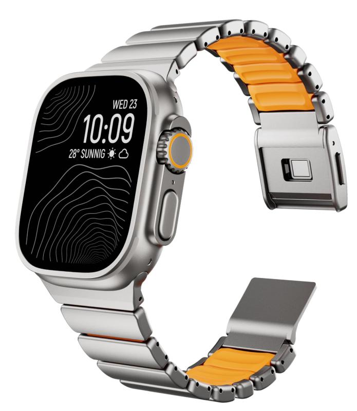 乐天商城 - MaKTech Apple Watch用チタンバンド - シリコーンライニング付きDLC (ダイヤモンドライクカーボンコーティング)コートメタルストラップ、iWatch Series 11/10/9/8/7、Ultra 3/2、SE 3/2用マグネット留