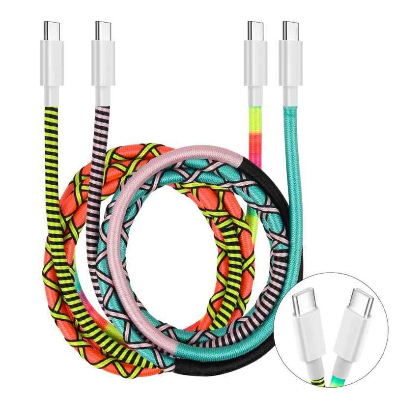 URIZONS [2本セット] カラフルなナイロン編み込みUSB C TO USB CタイプC急速充電データケーブル - スマートフォンやCタイプポートのノートパソコンに適用可能、充電時間1.5時間でフル充電、デー