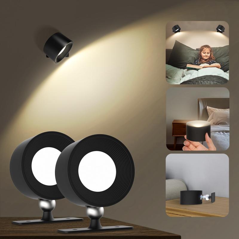 Tekstap ウォールランプ 2個、3段階調光調色 LED ブラケットライト、360°照明角度 磁気ウォールライト