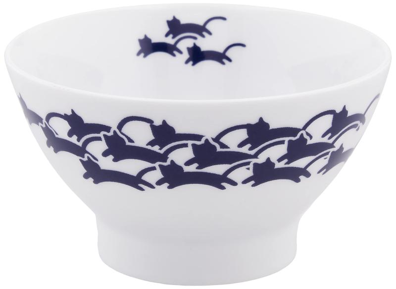 セラミック藍 ねこ小紋 飯碗