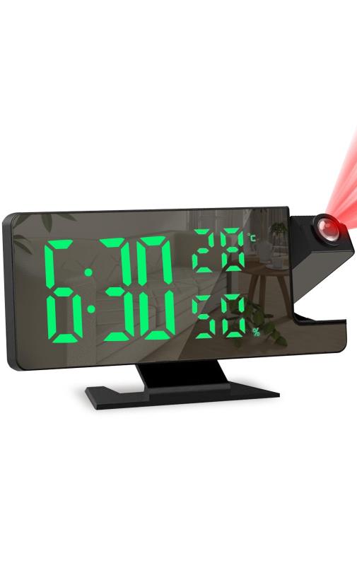 UB-Lab. デジタル 目覚まし 時計 夜 光 る LED ディスプレイ 湿度計 付 USB ケーブル 充電 シンプル デ..