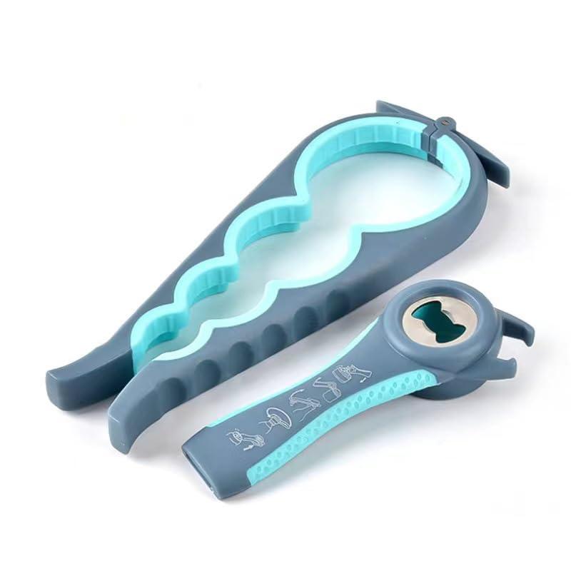 MINBOOT 栓抜き ジャーオープナー 2個セット 瓶の蓋 缶 ペットボトル 蓋開け キャップ オープナー 工具 高齢者 開ける道具 キッチンツール （ブルー + グレー）1.【絶妙なスーツ】5イン1 ボトルオープナー &amp; 4イン...