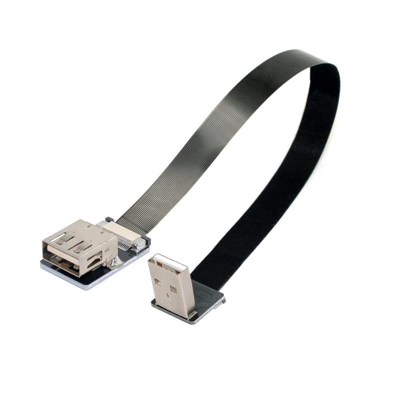 Cablecc Down USB 2.0 Type-A オスからメスへの拡張データ フラット スリム FPC ケーブル、FPV & ディスク & スキャナー & プリンター用