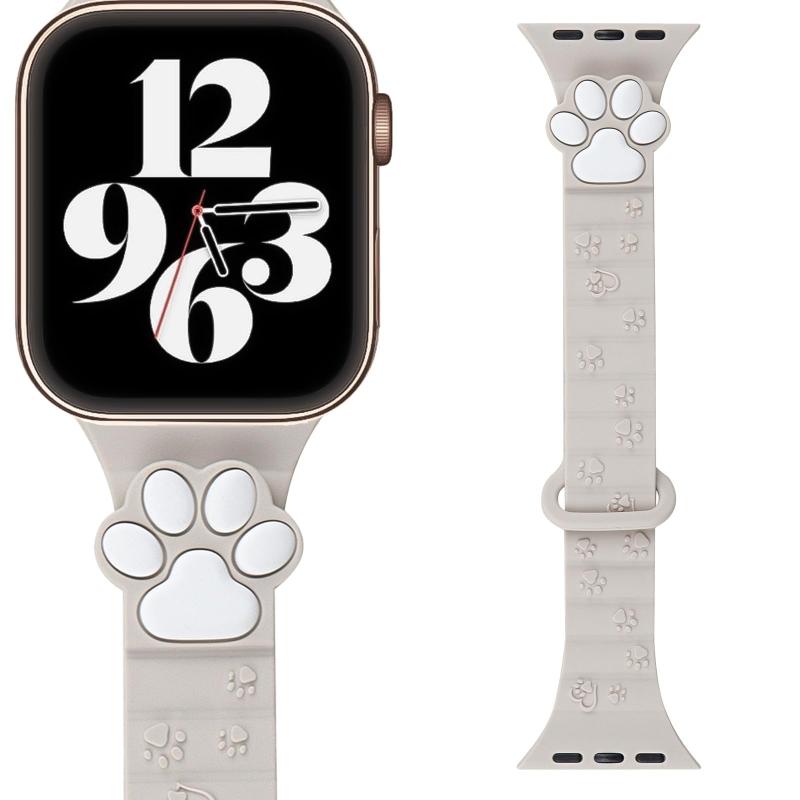 Rakuten - アップルウォッチ対応 Apple Watch用 バンド 38mm 40mm 41mm 42mm 44mm 45mm 49mm 肉球デザイン犬 猫 わんちゃん 猫ちゃん かわいい 可愛い 癒し系 シリコン ソフトバンド 柔らかい 快適 マグネット式 簡