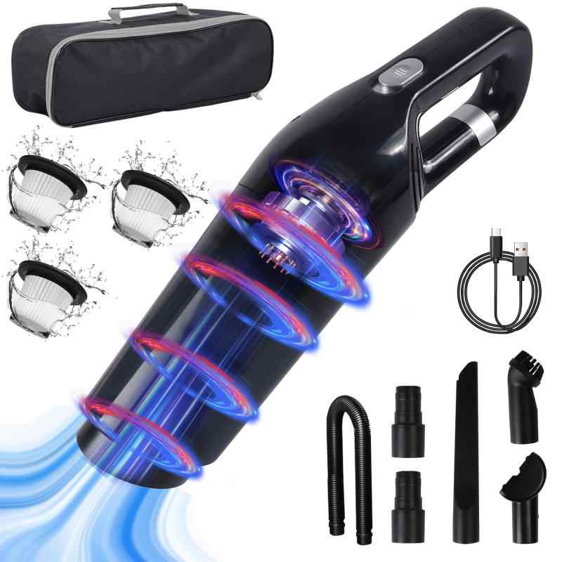 HUMTSO ハンディクリーナー 車載掃除機 カークリーナー 10000pa 強力吸引 USB充電式 軽量 多機能 車 掃除機 乾湿両用 30分間連続稼働 コードレス車内掃除機 車用/家庭用/卓上 クリーナー 収納バッ