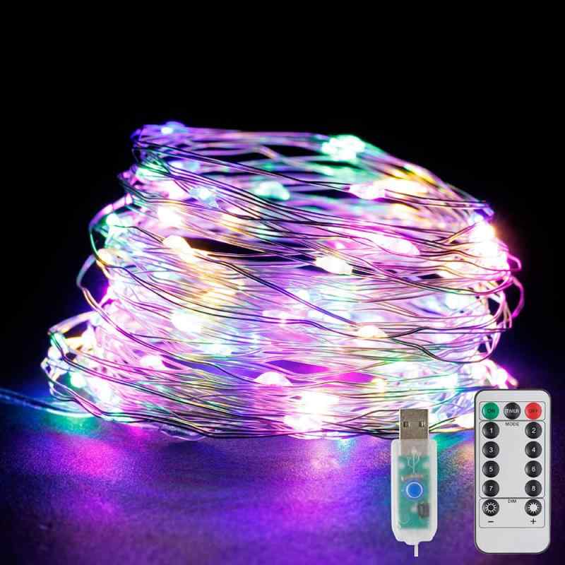 イルミネーション ライト LED リモコン付 100球 電池式 USB式 8パターン 屋外 室内 ガーデンライト 正月 クリスマス 飾り