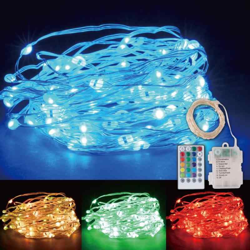 イルミネーション ライト LED リモコン付 100球 電池式 USB式 8パターン 屋外 室内 ガーデンライト 正月 クリスマス 飾り