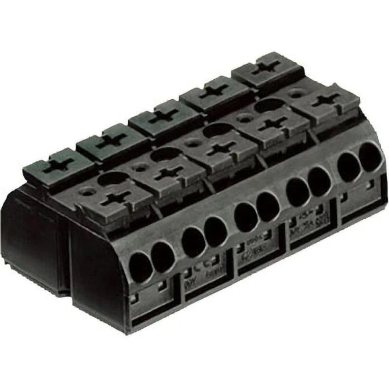 ワゴ(WAGO) WTB30-5 (10個入) ワンタッチ端子台●掲載写真はイメージ画像です。●入数(個):10<br>●極数:5<br>●差込み線数:各極4本<br>●定格電圧・電流(電気用品適合):20A/300V<br>●定格電圧・電流(JIS適合)JIS C2814-2-2に適合:32A/500V、6KV/2<br>●適用電線(1)(電気用品適合):単線(銅) φ1.6mm、φ2.0mm