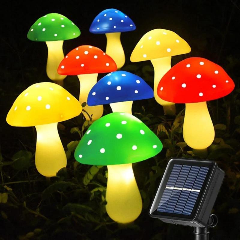 Liebste ストリングライト LED 埋め込みライト 屋外ガーデンデコレーション マッシュルーム イルミネーション ソーラーパネル付き 環境にやさしい 省エネ IP65防水 太ったキノコ