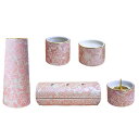 陶器製 モダン仏具5点セット『ゆい花』 (横置き筒型香炉) 桜 (j1272-1-5)