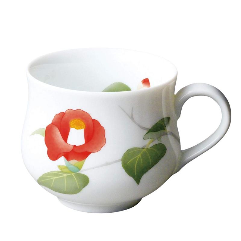樂天商城 - 香蘭社 赤い椿の花がシンプルで印象的な日々と椿の マグカップ 300ml 有田焼 日本製 内側には可愛いつぼみが描かれています しっかりとした丸い形で持ちやすいので 年代を問わずいろいろ