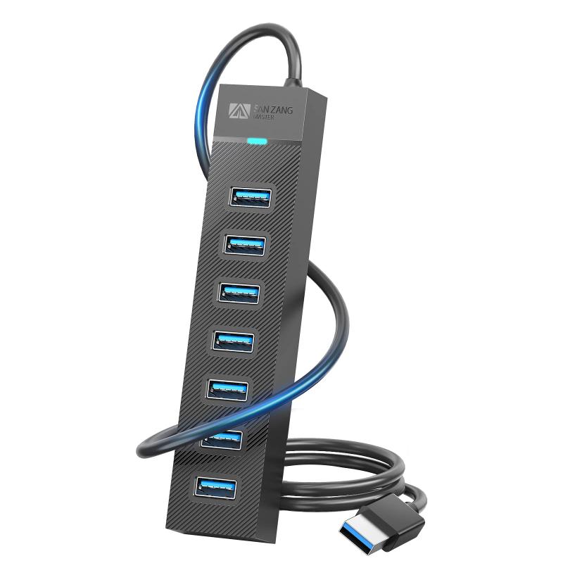 SAN ZANG MASTER 7ポートUSB3.0 ハブ 5Gbps高速転送 コンパクト USB Hub 3.0 ノートPC対応 USBポート増設