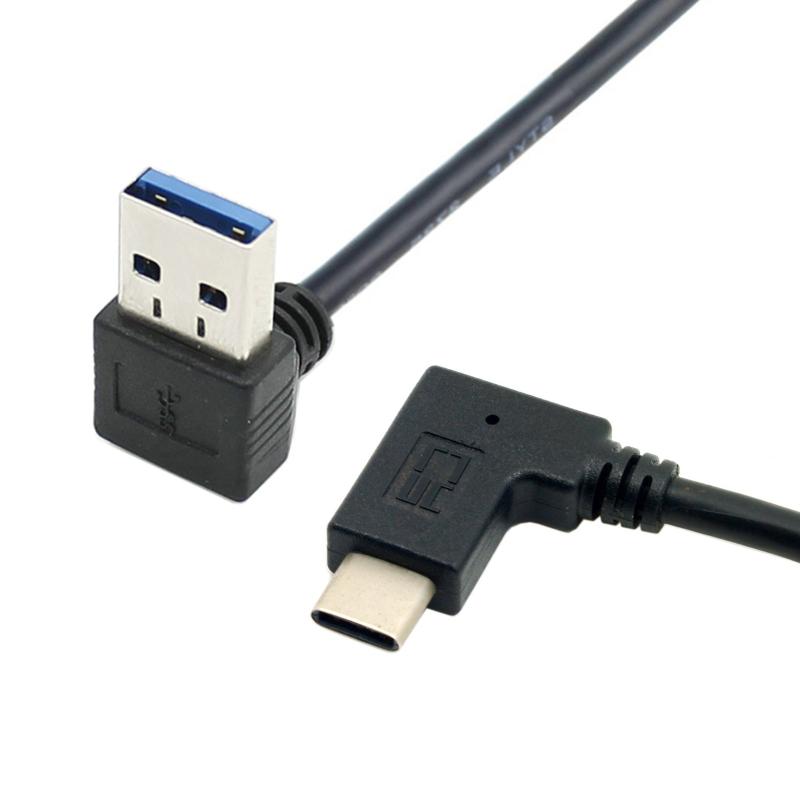 JSER Xiwai 30cm リバーシブル USB 3.1 USB-C 角度付き 90 度角度付き A オス データ ケーブル タブレット 携帯電話用