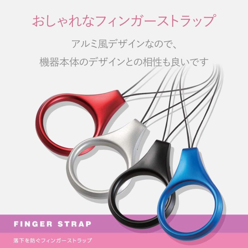 エレコム ストラップ リングストラップ 携帯 スマホ スマホ用 Lサイズ 内径22mm [スマホ本体にマッチしやすいアルミ風デザイン] P-STFAL