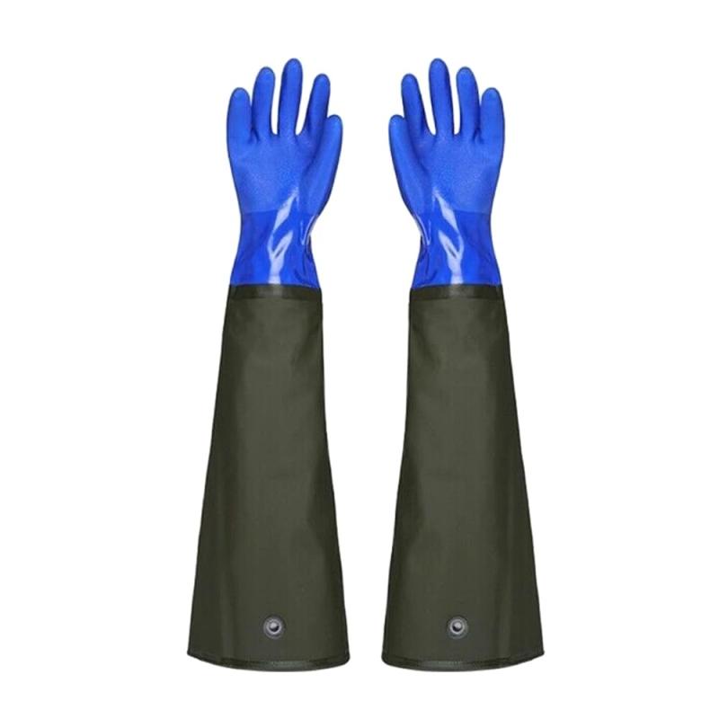 Rakuten - [TTETNLY] 70cm ゴム手袋 水産業用 ロング 腕カバー付き 厚手 水作業 漁業 洗い物 洗濯 家事 洗車 園芸 作業用