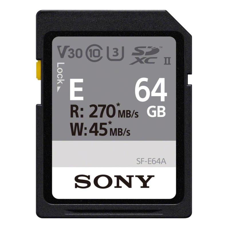 ソニー SONY SDXC メモリーカード 64GB SF-E64A Class10 UHS-II対応64GB最大読み出し速度270MB/s、最大書き込み速度45MB/s防水(IPX7準拠)耐久性(落下、ひねり、挿抜耐久性)ビデオスピードクラス V30