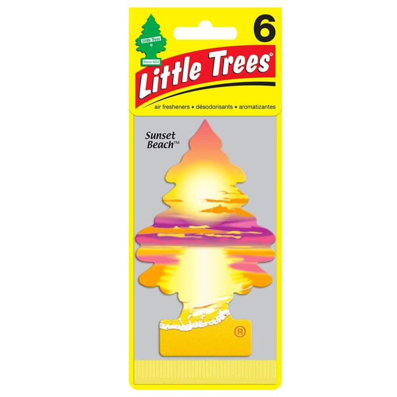 リトルツリー エアフレッシュナー お得な6枚組 サンセット ビーチ（ Little Trees Air Fresheners 6pac Sunset Beach ) 芳香剤 車 部屋 吊り下げ エアーフレッシュナー カーフレッシュナー