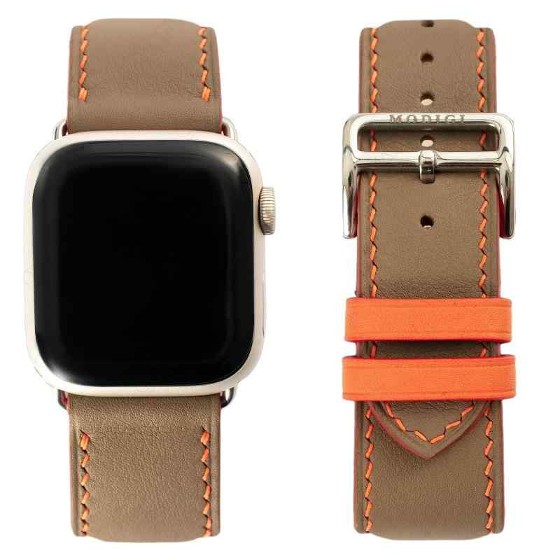 MODIGI コンパチブル Apple Watch用 バンド アップルウォッチ バンド レザー ベルト 本革 高級手作り Veau Swift 皮ベルト 40mm 41mm 4..