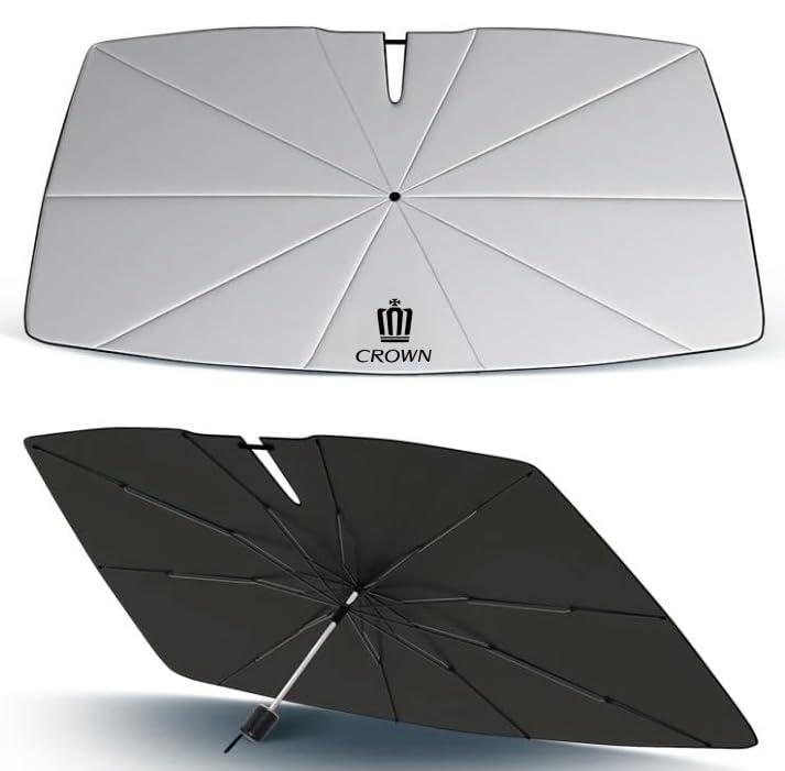 【 夏に新登場 】車用サンシェード フロント サンシェート 車パラソル 折り畳み式傘型 フロントガラス サンシェード バックミラー開き口 強化10本骨 遮光 断熱 紫外線カット 日焼け対策 内