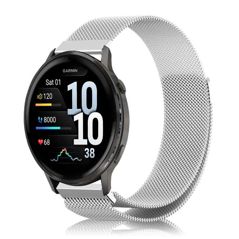 [AiMaoo] 금속 밴드 GARMIN(가민) ​​Venu 4 45 mm대응 교환 벨트 밀라네제 메쉬 벨트 스테인리스제 마그네틱 스트랩 세련된 남녀 겸용 통기 쾌적 교환 밴드 컴파티블 Garmin