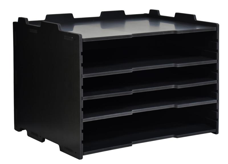 Onesall 超浅型 卓上収納ラック4段/6段/8段 書類棚 a3横型 卓上 レターケース 浅型トレー 引き出し 書類整理棚 キューブボックス 木製 スライドボード 高さ変更 雑貨 文具入れ オフィス 寝室 リ材質：環境保護密度木プラスチック複合材（PVC） 耐荷重：仕切り板1段約5kg、天板約6kg。　カラー：ブラック。横型外寸サイズ：幅46cm×奥行33.5cm×高さ32cm、板厚8mm、トレー間隔1.9cm。縦型外寸サイズ：幅33cm×奥行46cm×高さ32cm、板厚8mm、トレー間隔1.9cm。オフィスでの机上の整理整頓に便利なa3レターケースです。カラーは定番のブラックです。おしゃれなデザインどんな雰囲気も合わせやすい。文房具、事務用品、化粧品、小物などをオフィス、バスルーム、寝室、玄関、台所、リビングなどに置くことができます。特徴：高さ調節可能、浅深対応、組み立て品（約15分。工具付き。ネジ付き。日本語説明書付属）。軽量。頑丈。積み重ね可能。滑り止め。