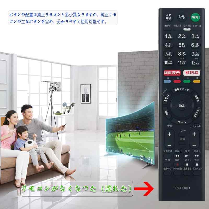 PerFascin RMT-TX102Jリプレイスリモコン Fit For ソニーSONY テレビKJ-32W700C KJ-40W700C KJ-48W700C KJ-48W730C KJ-40W730C KJ-32W730C