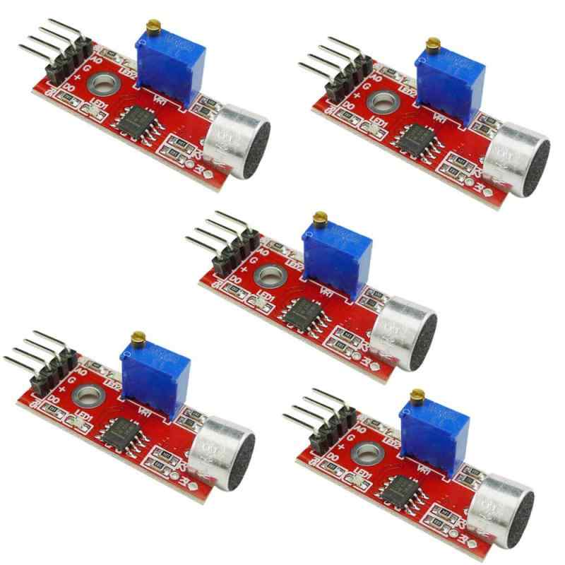 KKHMF 5個 KY-037 高感度音声センサモジュール 音声検出モジュール マイクロホン Arduinoに適用高感度マイクと高感度5V DC電源使用ポート：AOは/ G/+/ DOこのモジュールには2つの出力:アナログアウトプット,しき...