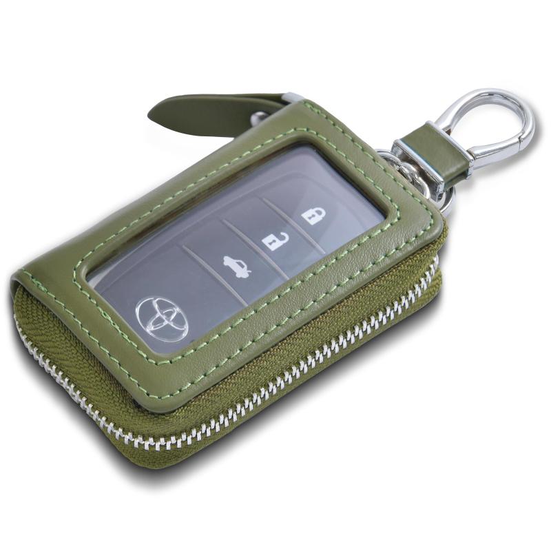 [Tonriga] スマートキーケース メンズ 本革 クリア窓 キーホルダー カバー型 レディース 車キーケース 1つ内側ポケット ファション シンプル