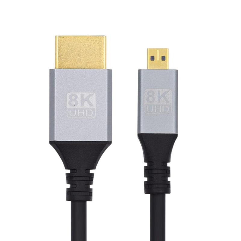 xiwai 8K マイクロ HDMI 2.1 超薄型 HDTV ケーブル、タイプ A からタイプ D 4K ハイパー スーパー フレキシブル スリム コード カメラ HDTV 用