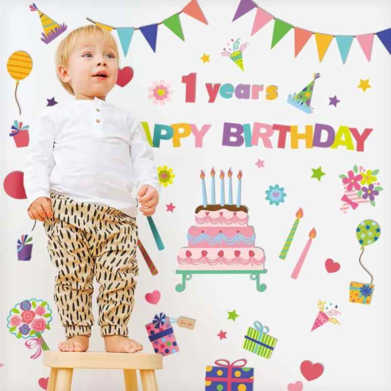スクウェアショップ ウォールステッカー 誕生日 ステッカー 30cm×135cm 60cm×135cm シール BIRTHDAY birthday wallsticker 壁紙壁面 装飾 飾り 飾りつけ かざり 貼ってはがせる 1歳 2歳 3歳 男の子
