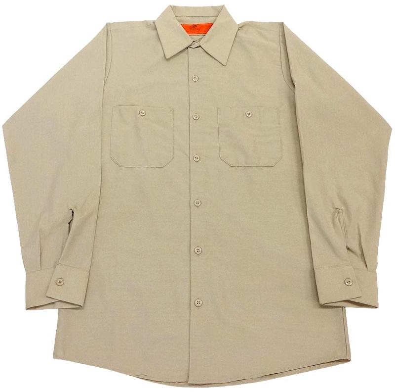 RED KAP SOLID LS WORK SHIRTS(レッドキャップ無地長袖ワークシャツ) (ライトタン) (Sサイズ)