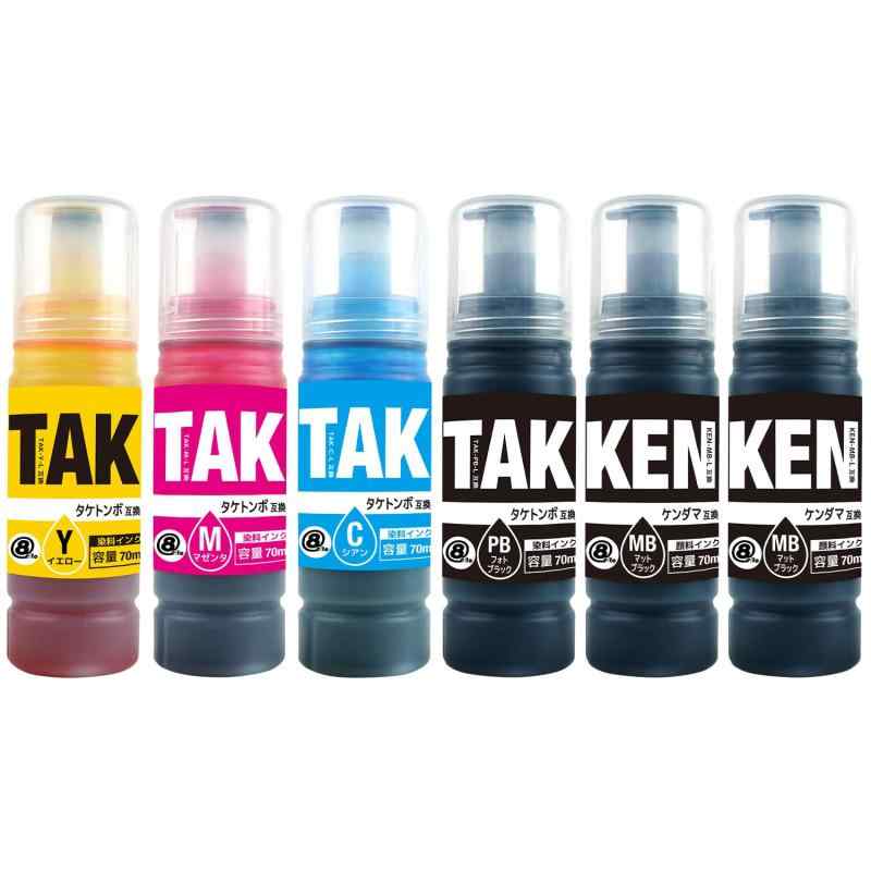 TAK-L(PB/C/M/Y) -合計5本セット 全色増量【タケトンボ】 WEB/QR説明 残量表示あり 日本企業のプリンター用互換インク