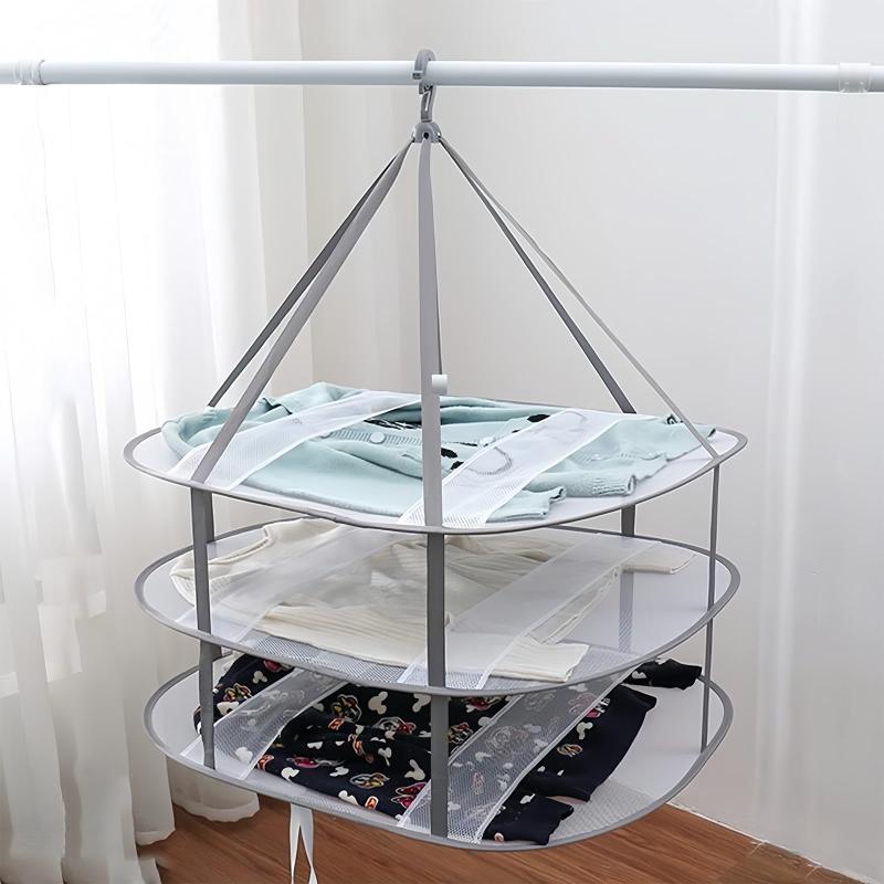 Athvcht 物干しネット 3段 平干しネット 衣類変形防止 ニット干し 洗濯物干しネット平置き 折りたたみ収納 防風