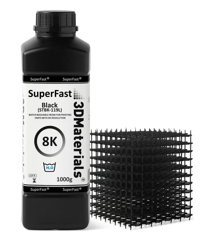 樂天商城 - SuperFast 8K 3Dプリンタ用レジンで水洗浄が可能で、50umを05秒で印刷可能な超高速出力用レジン (1000g、Black 黒)