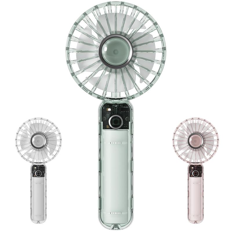 ハンディファン 手持ち扇風機 携帯扇風機 充電式USB ハンディ扇風機 透明な外観デザイン 20dB静音 强力 ミニ扇風機 4枚羽根 3段階風量..