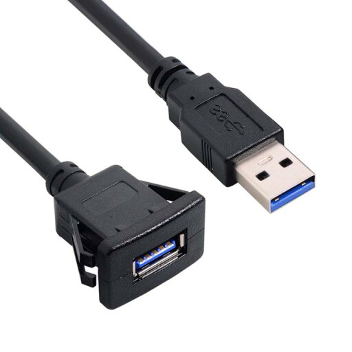 Cablecc 1 メートル防水 USB 3.0 延長 USB2.0 ラッチ マウント車 AUX ケーブル ダッシュボード パネル用 Cablecc 1 メートル防水 USB 3.0 延長 USB2.0 ラッチ マウント車 AUX ケーブル ダッシュボード パネル用