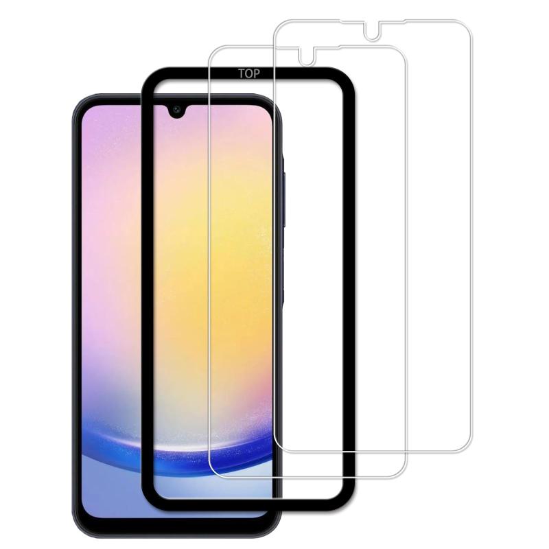 KPNS For Galaxy A25 5G ガラスフィルム 液晶保護フィルム 国産旭硝子素材製 9H 表面硬度 強化ガラス 耐傷性 画面保護フィルム 2枚セット ガイド枠付き