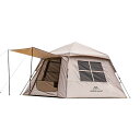 Mountainhiker 3~4人用のワンタッチテント、前室日よけ付きのシルバーコーティングされたキャンプテント ファミリースタイルのアウトドアテント、軽量でセットアップが簡単 (カーキ)