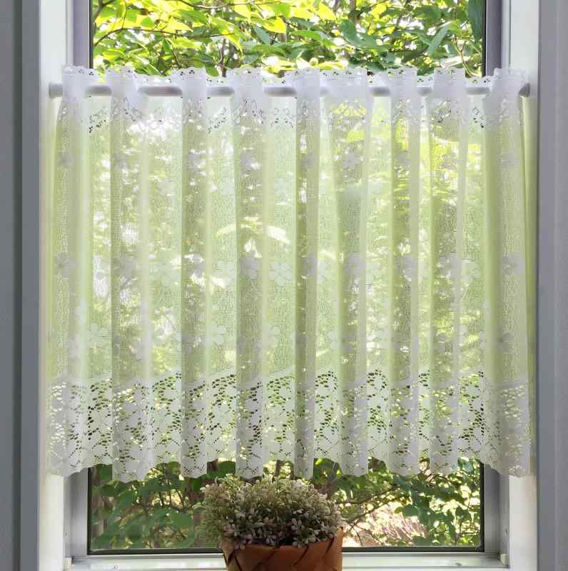 カフェカーテン おしゃれ かわいい 北欧 Sunnyday Fabric リアン レース ベージュ 約120cm幅×42cm丈