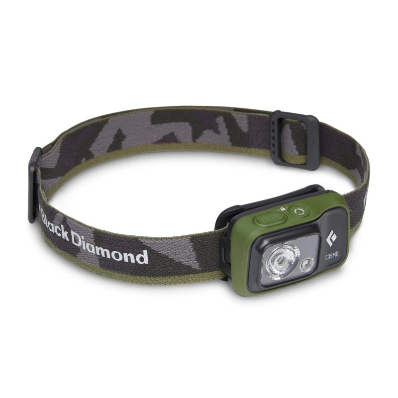 BlackDiamond(ブラックダイヤモンド) コズモ350 ダークオリーブ【カラー】グラファイト、ダークオリーブ、アズール、オクタン、ボルドー【総重量】81g【全光束】350ルーメン【照射距離】高照度75m/低照度8m【電池】単4アルカリ電池×3本(付属)【電池寿命】高照度3時間/低照度200時間/リザーブ30時間【防水等級】IPX8(水深1.1mの真水に30分耐えうる防水性。バッテリーケース内部に浸水しても動作)