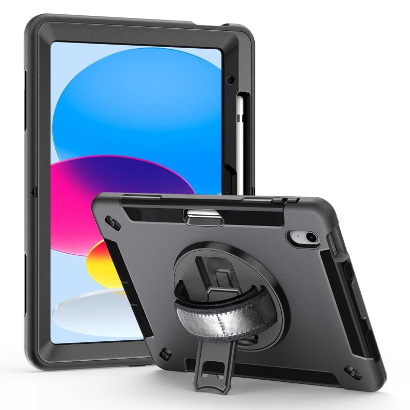 ZenRich iPad ケース 耐衝撃 耐衝撃 | ペン収納 | 360°回転スタンド | ハンドストラップ | ショルダーストラップ （適格請求書発行事業者）