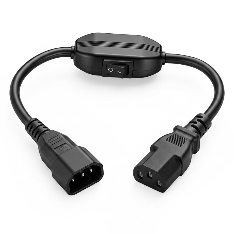 ZBLZGP C14 への C13 UPS/PDU の延長電源コード、10A オン/オフ スイッチ力のアダプター ケーブルが付いている C14 男性への IEC 320 C13 の女性