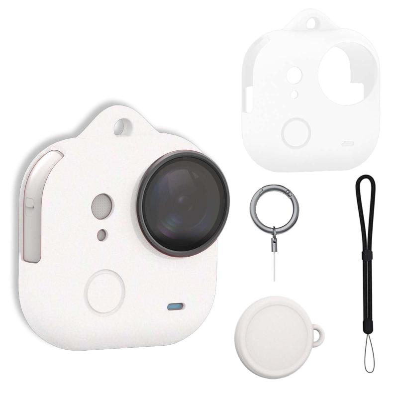 乐天商城 - For Insta 360 GO Ultra 用 ケース カバー カメラバッグ 【NOUKAJU】 Insta 360 GO Ultra 用 シリコン 保護ケース カバー ストラップ付き シリコン素材 キズ防止 防塵 落下防止 水洗い可能 (ホワイト)