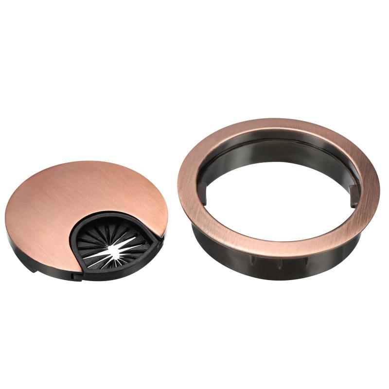 YOKIVE 2個入 机ケーブル穴カバー ジンク合金製コード 事務室用 日常用 直径50mm レッドブロンズカラー