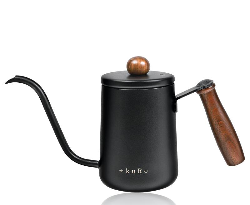 +kuRo コーヒーポット ドリップポット 600ml 直火 対応 おしゃれ 目盛り付きドリップ用 2～3人用 蓋付き 細口 キャンプ アウトドア