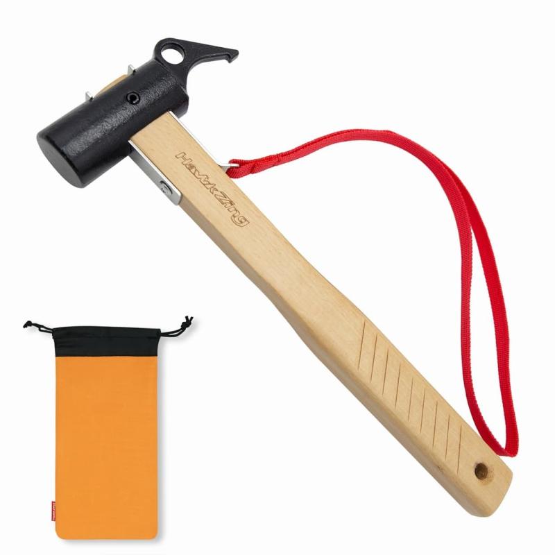 Hawk Zing ペグハンマーテント ハンマーペグ打ち及び抜く 耐久性使い便利ブナの木の材質取手で採用滑り止め機能アウトドア用品キャンプ用品専用袋付き